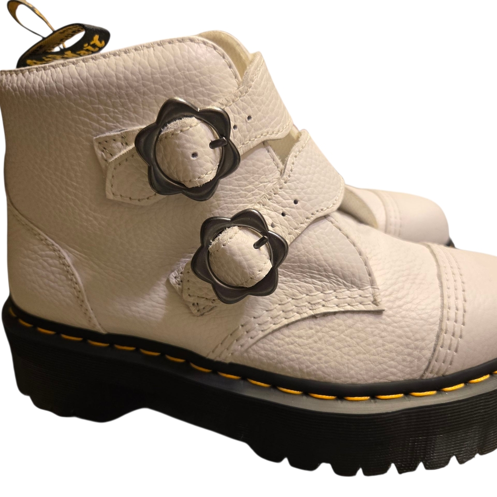 Dr. Martens Devon Flower White Boots